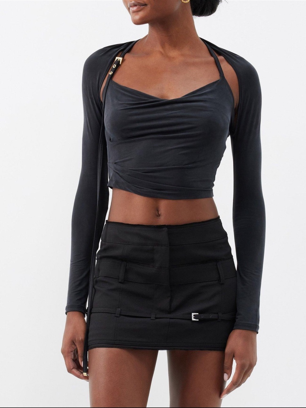 Jacquemus Le Haut Peplo Crop Top — Black
